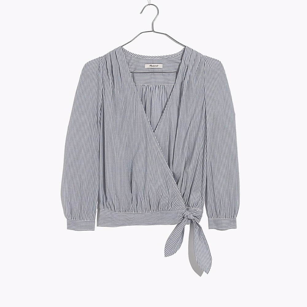Madewell Wrap Top, Small, Indigo